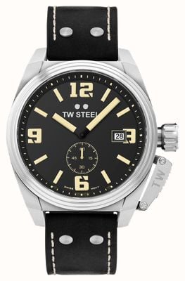 TW Steel Canteen Small Seconds (42mm) Black Dial / Black Nubuck Leather Strap TW1001