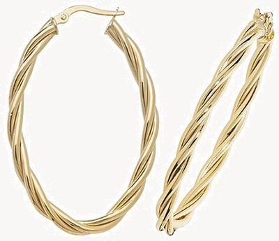 Treasure House 9k Yellow Gold Oval Hoop Twist Earrings ER1006-V5