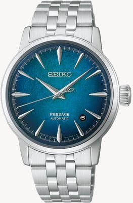 Seiko Presage Cocktail Time Crushed Ice ‘Emerald Mist’ (38.5mm) Blue Dial / Stainless Steel Bracelet HCB001J1