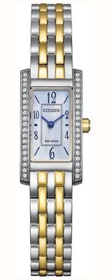Citizen Eco-Drive Petite Palidoro (14mm) Mother-of-Pearl Dial / Two-Tone Stainless Steel Bracelet EG7114-53D