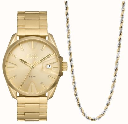 Diesel Men's MS9 Giftset | Gold-Tone Watch | Two-Tone Necklace DZ2163SET