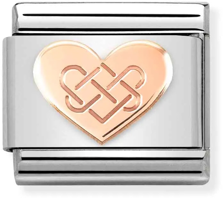 Nomination Classic Celtic Knot Heart Rose Gold & Steel Charm 430104/38