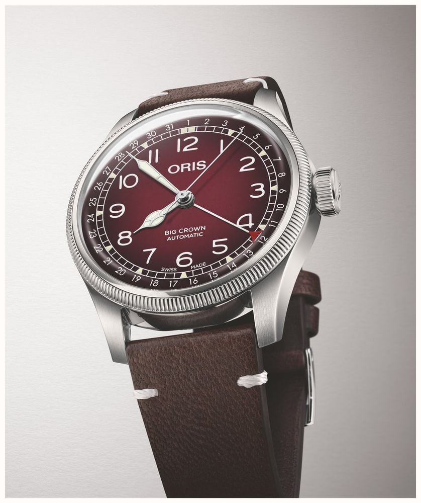 ORIS x Cervo Volante Big Crown Pointer Date Automatic (40mm) Burgundy Dial / Dark Brown Leather Strap Watch 01 754 7785 4038-SET - alternate view 2