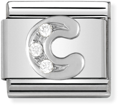 Nomination Classic Letter C Sterling Silver & Steel Cubic Zirconia Charm 330301/03