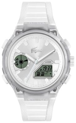 Lacoste LC33 Dual-Display Multifunction (40mm) Silver Sunray Dial / White Silicone Strap 2011480