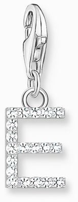 Thomas Sabo Charm Pendant Letter E With White Stones Sterling Silver 1945-051-14