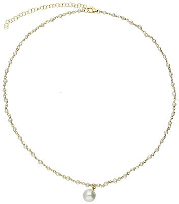 CME Leicester Limited Yellow Gold Plated. Tiny Shell Pearl Linked Beads With A She H5422/Y