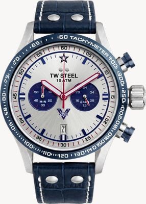 TW Steel Volante Sport Evel Knievel Special Edition (45mm) Sunray Silver Dial / Blue Leather Strap VS136