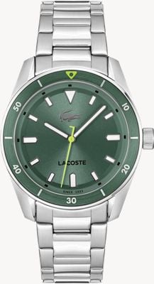 Lacoste Boston Quartz (39mm) Sage Green Sunray Dial / Stainless Steel Bracelet 2011425