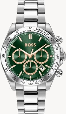 BOSS HERO 2.0 Chronograph (44mm) Green Dial / Stainless Steel Bracelet Watch- EX DISPLAY 1514268 - EX DISPLAY