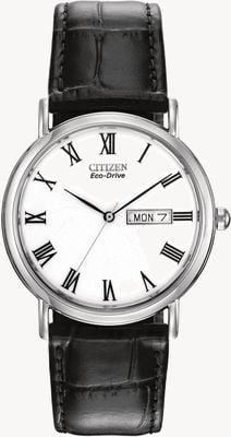 Citizen Men's White Dial Leather Strap Eco-Drive BM8240-11A