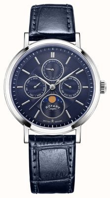 Rotary Dress Moonphase Quartz (38mm) Deep Blue Dial / Deep Blue Leather Strap GS05425/05