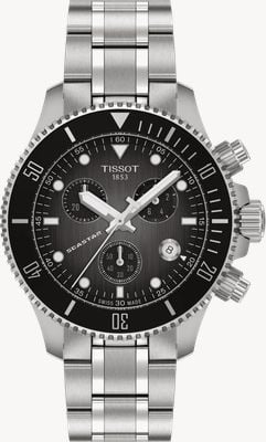 Tissot Seastar 1000 Quartz Chronograph (38mm) Graded Grey-Black Dial / Stainless Steel Bracelet Watch T1202171106100