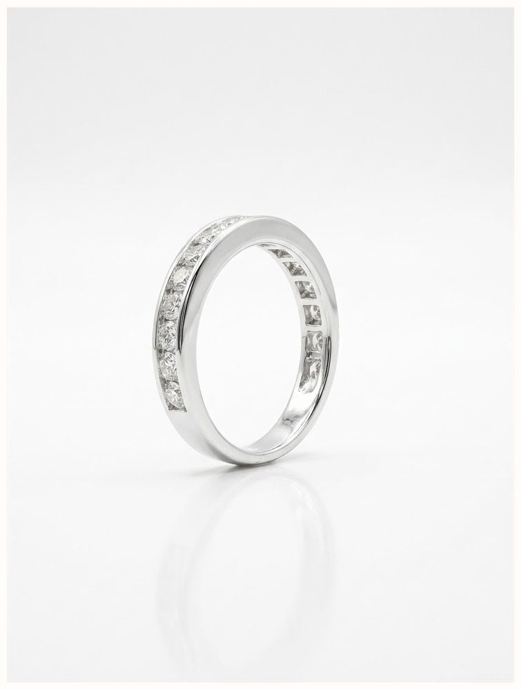 1ct Round Brilliant Natural Diamond 9ct White Gold Half Eternity Ring J48074 - alternate view 3
