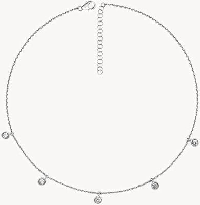 Treasure House Silver 5 Stone Cubic Zirconia Necklet G3328