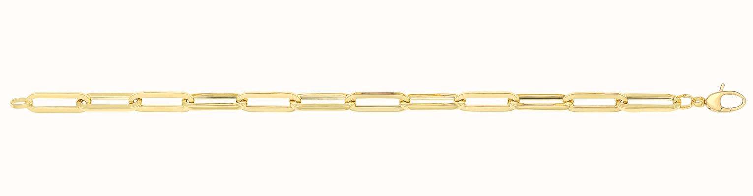 James Moore TH Ladies 9ct Yellow Gold Ladies 7.5"" Paperclip Bracelet BR647