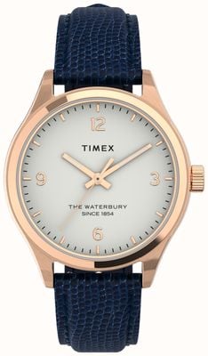 Timex Women's Waterbury Rose-Gold Tone Case And Navy Strap TW2U97600