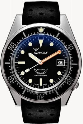 Squale 1521 Black Blasted (42mm) Black Dial / Black Silicone Strap Watch 1521BKBL.NT