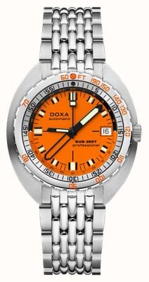 DOXA SUB 250T GMT Professional (40mm) Orange Iconic Dial / Stainless Steel Rice-Grain Bracelet 855.10.351.10