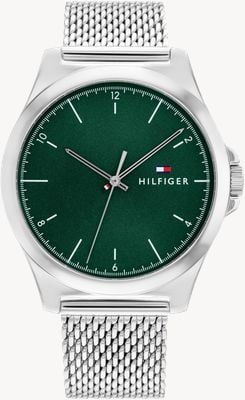Tommy Hilfiger Men's Norris (42mm) Green Dial / Stainless Steel Mesh Bracelet 1710548