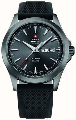 Swiss Military by Chrono Men's Day-Date (42mm) Grey Dial / Black Silicone Strap SMP36040.19