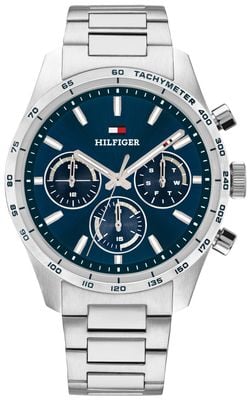 Tommy Hilfiger Hampton Blue Dial Stainless Steel Bracelet Watch 1792278