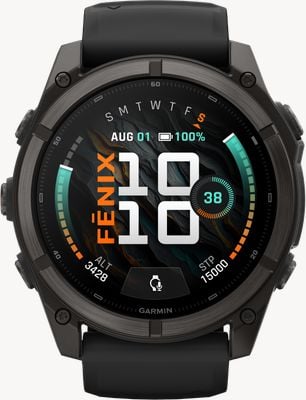 Garmin Fenix 9 51mm Premium GPS Smartwatch - Carbon Grey Titanium With Black Silicone Watch 010-04763-11