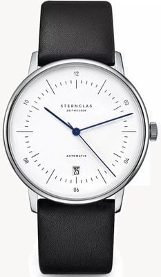 STERNGLAS Naos Automatic (38mm) White Dial / Black Leather S02-NA01-PR07
