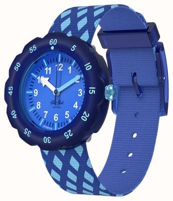 Flik Flak CRISS-CROSS (34.75mm) Blue Dial / Blue Patterned Strap FPSP076