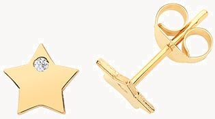 9ct Yellow Gold Cz Star Stud Earrings ES630