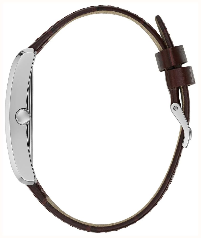Guess Hugh White Sunray Dial Brown Leather Strap GW1152G1 - alternate view 2