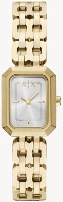 Armani Exchange Two-Hand Rectangle Quartz (27mm) Silver Dial / Gold PVD Stainless Steel Bracelet AX5811