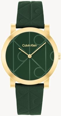 Calvin Klein CK Monogram (32mm) Green Dial / Green Leather Strap 25100129
