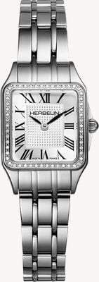 Herbelin Luna Mini Diamond Quartz (18.6mm) Silver Guilloché Dial / Stainless Steel Bracelet 17407B54Y08