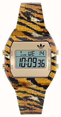 Adidas DIGITAL TWO (36mm) Digital Display / Tiger Print Stainless Steel Bracelet AOST26033
