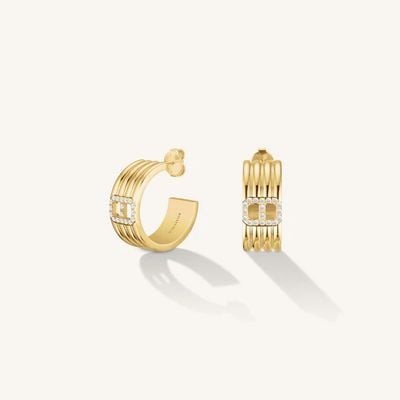 Rosefield Jewellery Fine Octagon Striped Gold Hoops JEOSG-J1181