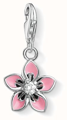 Thomas Sabo Flower Charm Pink 925 Sterling Silver Cold Enamel/ Zirconia 1354-041-9