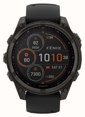 Garmin Fenix 8 47mm SOLAR Sapphire Premium Multisport GPS Smartwatch Carbon Grey with Black Silicone 010-02906-11