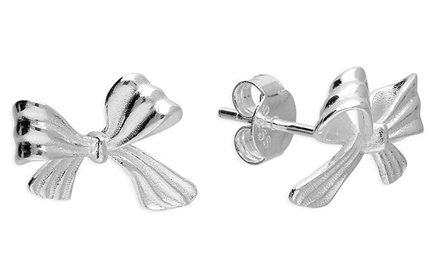 James Moore CME H6279/S Silver Ribbon Bow Stud Earrings Jewellery