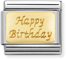 Nomination Classic ENGRAVED SIGNS In Stainless Steel With 18k Gold CUSTOM Happy Birthday (engraved) Charm 030121/09