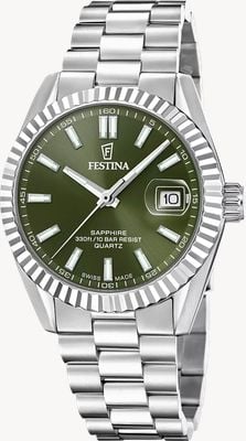 Festina Swiss Made Classic Quartz (40mm) Green Dial / Stainless Steel Bracelet F20084/C