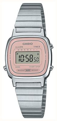 Casio Retro Digital (24.6mm) Pink Dial / Horizontal Link Metal Bracelet LA670WEA-4A2EF