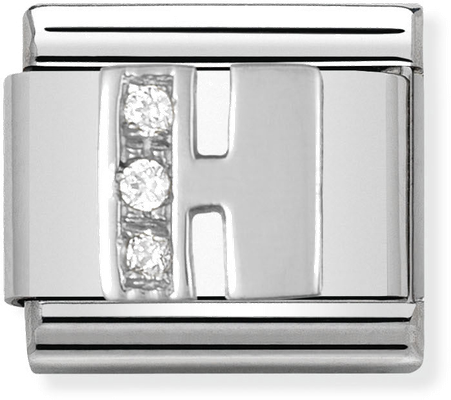 Nomination Classic Letter H Sterling Silver & Steel Cubic Zirconia Charm 330301/08