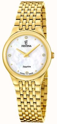 Festina Swiss Made Grace Quartz (29mm) Mother-of-Pearl Dial / Gold PVD Stainless Steel Bracelet F20098/1