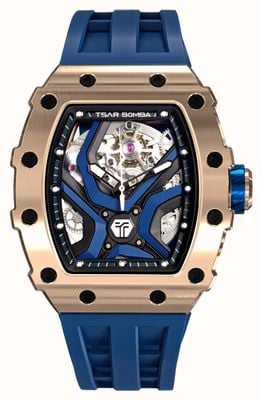 TSAR BOMBA Elemental Series Automatic (43.5mm) Blue Skeleton Dial / Blue Silicone Strap TB8206A-03