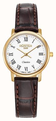 Roamer Classico Ladies Quartz (30mm) White Dial / Brown Leather Strap 971857 48 25 05