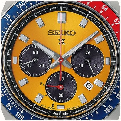 Seiko Prospex Speedtimer “Racing” Solar Chronograph (41.4mm) Yellow Sunray Dial / Stainless Steel Bracelet HBJ004P1