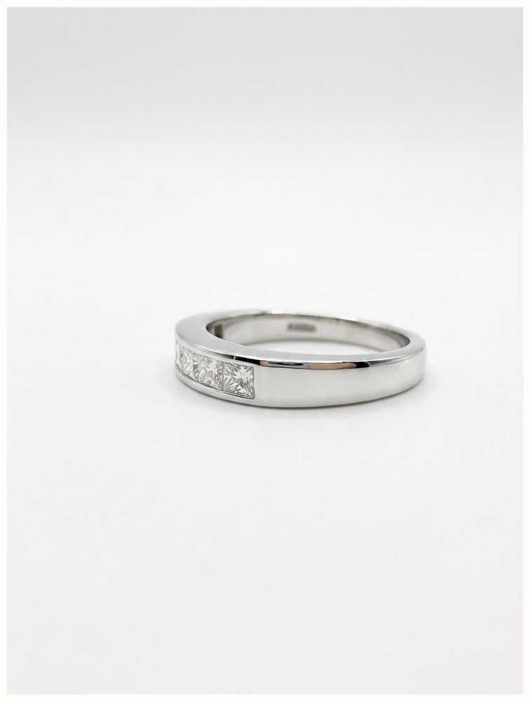 7 Stone Natural Princess Cut Diamond 18k White Gold Half Eternity Ring JM1323 - alternate view 2