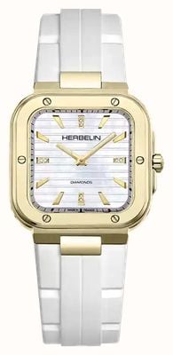 Herbelin Cap Camarat Diamond (30mm) Mother-of-Pearl Dial / White FKM Rubber Strap 17546P1N89CW