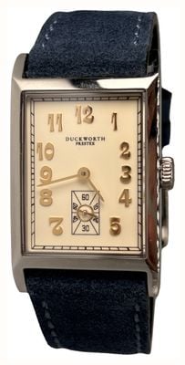 Duckworth Prestex Centenary (24mm) Cream Dial / Blue Suede Strap Watch D803-06-D